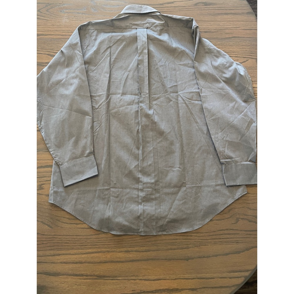 IZOD Mens Dress Shirt Gray 80s 2-Ply Pinpoint Cotton Button Down 17 34/35 XL NWT - Picture 4 of 4